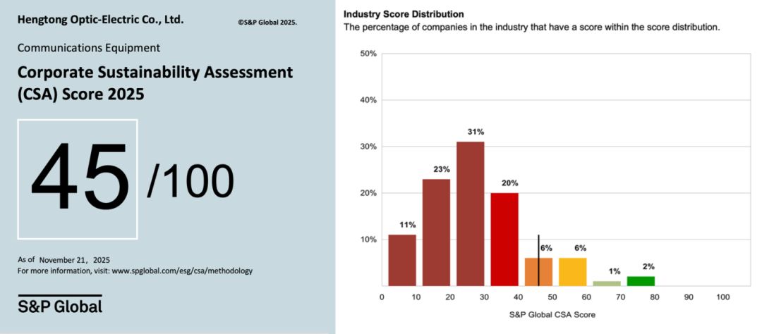 Hengtong Scored 45 in the Recently Released S&P Global Corporate Sustainability Assessment